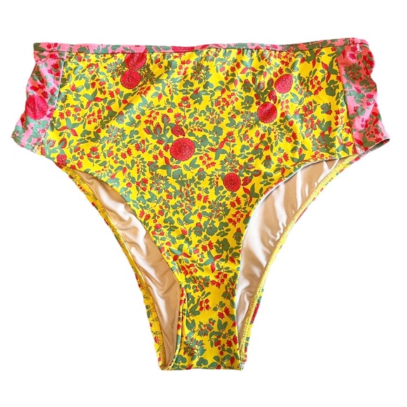 ROBERTA ROLLER RABBIT Rhody High Waist Bikini Bottom Floral Yellow Swimwear NWT - Picture 8 of 10